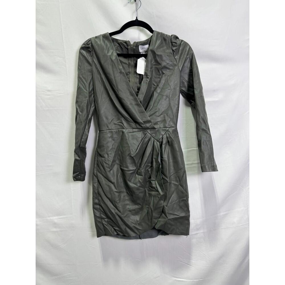 Saylor Green Veronicka Dress Size XS with Peeling Leather - Picture 4 of 8